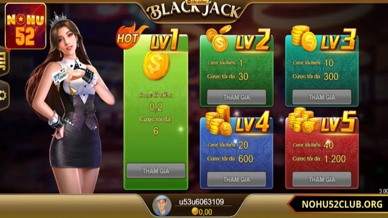 Blackjack - Tựa game được yêu thích tại sảnh game bài Nohu52